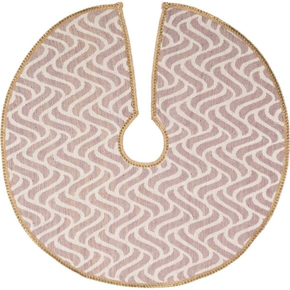 VHC Brands Magdalene 48” Christmas Tree Skirt – Rose Gold & White with Gold Trim - Picture 1 of 3